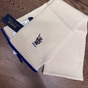 New! NWT! Ralph Lauren Polo Kids Scarf Polo Bear Ivory